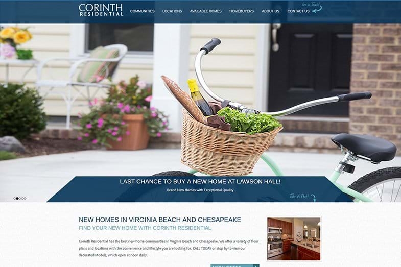 Homepage of Corinth Residential website redesign