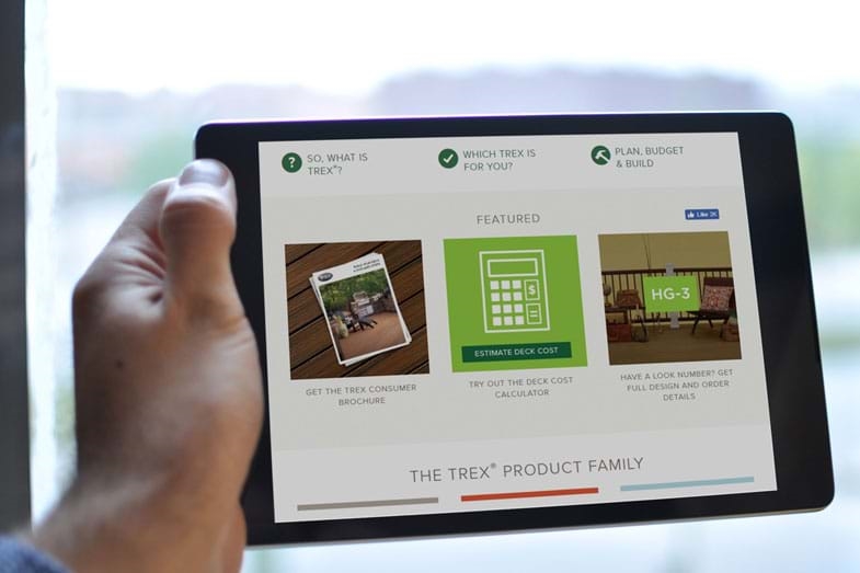 Trex website design on tablet device