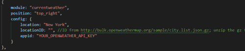 MagicMirror current weather setup