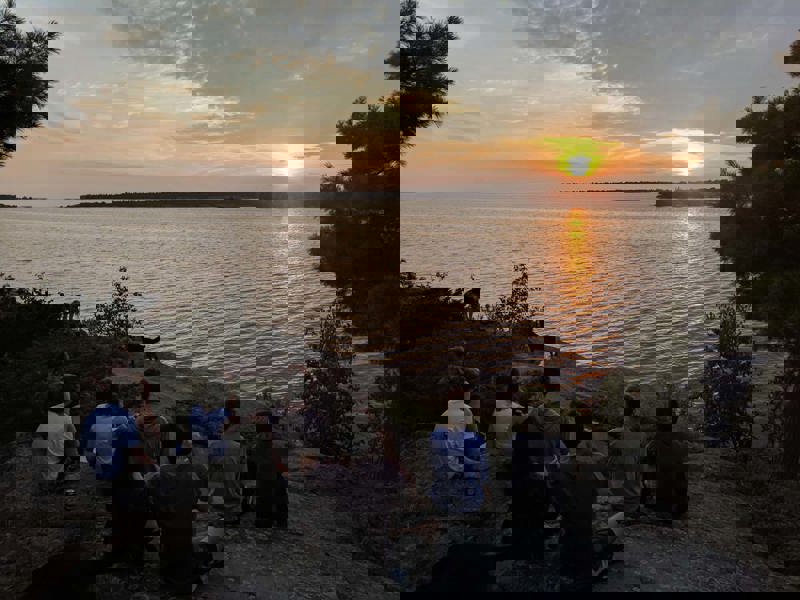 Gathering to watch the sunset