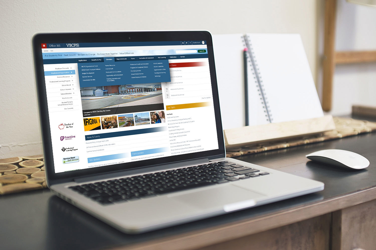 Virginia Beach City Public Schools desktop menu